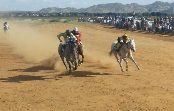 Woodland Ridge and Lady Diamond win the August rush Horse Raising main event at Okahandja