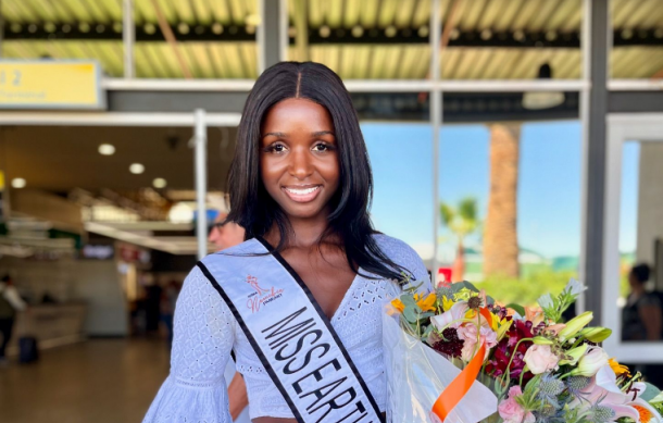 Miss Earth Namibia Albertina Haimbala returns home