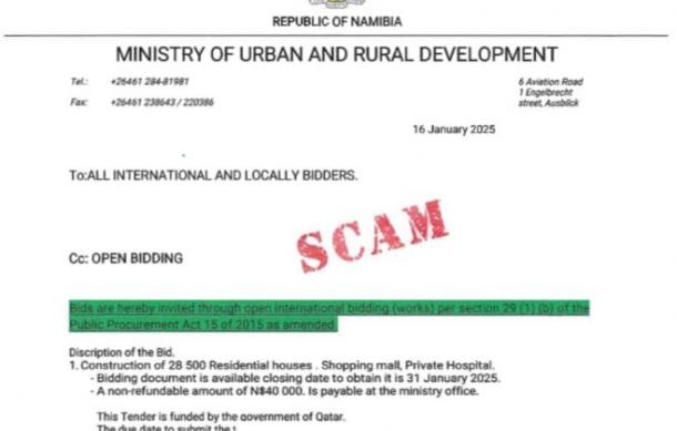 MURD warns public against tender scam