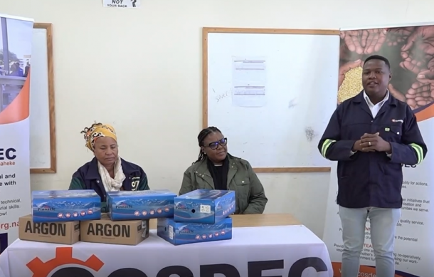 Local donors provide safety boots to support COSDEC trainees in Gobabis